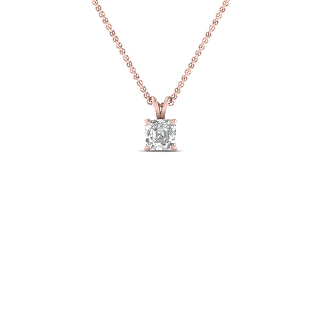 0.25 Ctw To 1 Ctw Asscher Lab Diamond Solitaire Pendant For Women 14K Gold