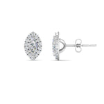 Load image into Gallery viewer, Halo Marquise Lab Diamond Stud Women Earring In 14K White Gold | Cuts &amp; Carat
