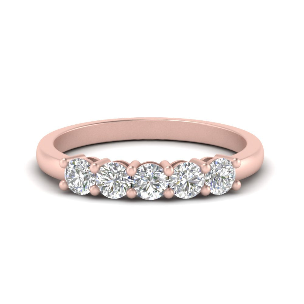 0.5 Carat Round Cut Lab Grown Five Stone Wedding Band For Women 14K Rose Gold |Cuts & Carat