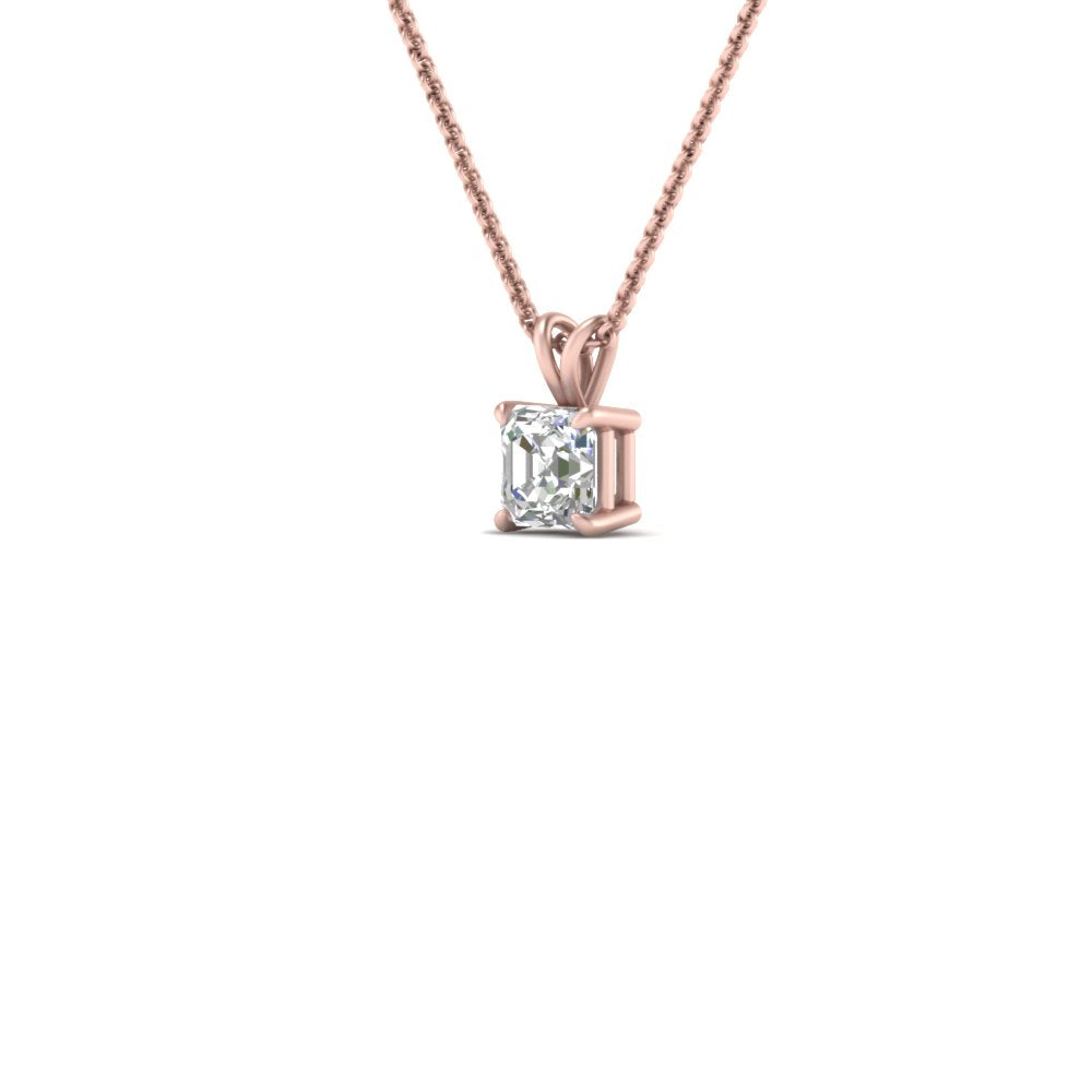 0.25 Ctw To 1 Ctw Asscher Lab Diamond Solitaire Pendant For Women 14K Gold