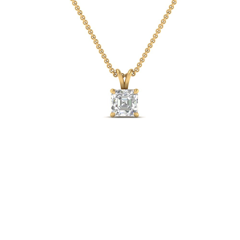 0.25 Ctw To 1 Ctw Asscher Lab Diamond Solitaire Pendant For Women 14K Gold