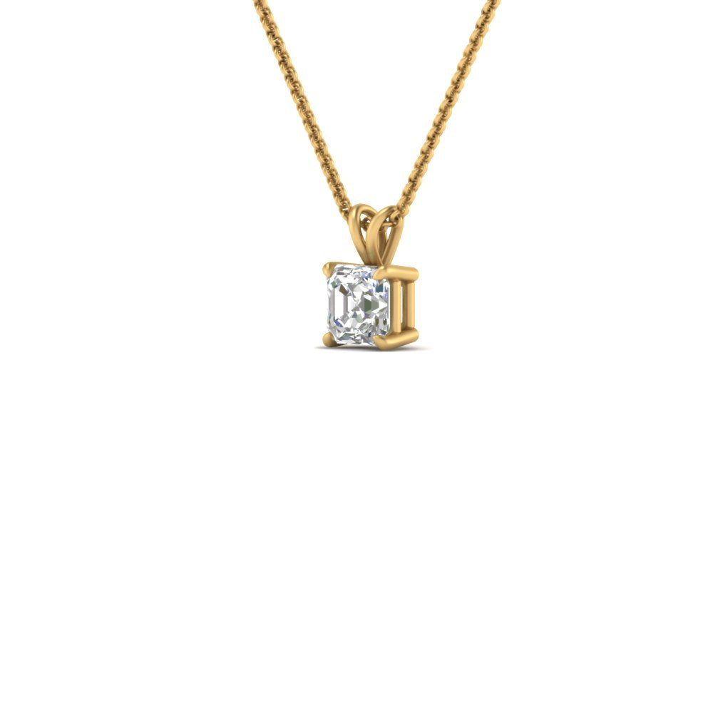 0.25 Ctw To 1 Ctw Asscher Lab Diamond Solitaire Pendant For Women 14K Gold