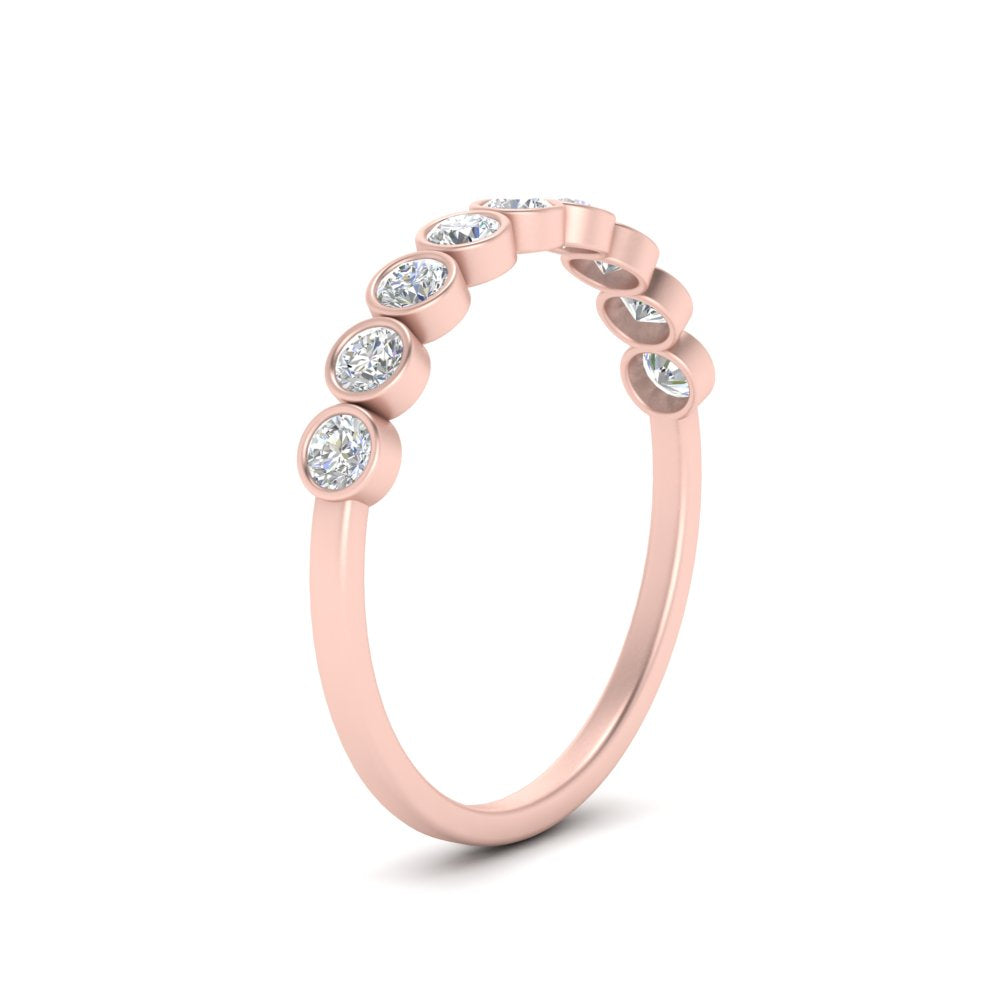 9 Stone Lab Diamond Bezel Set Anniversary Ring For Women In 14K Rose Gold | Cuts & Carat