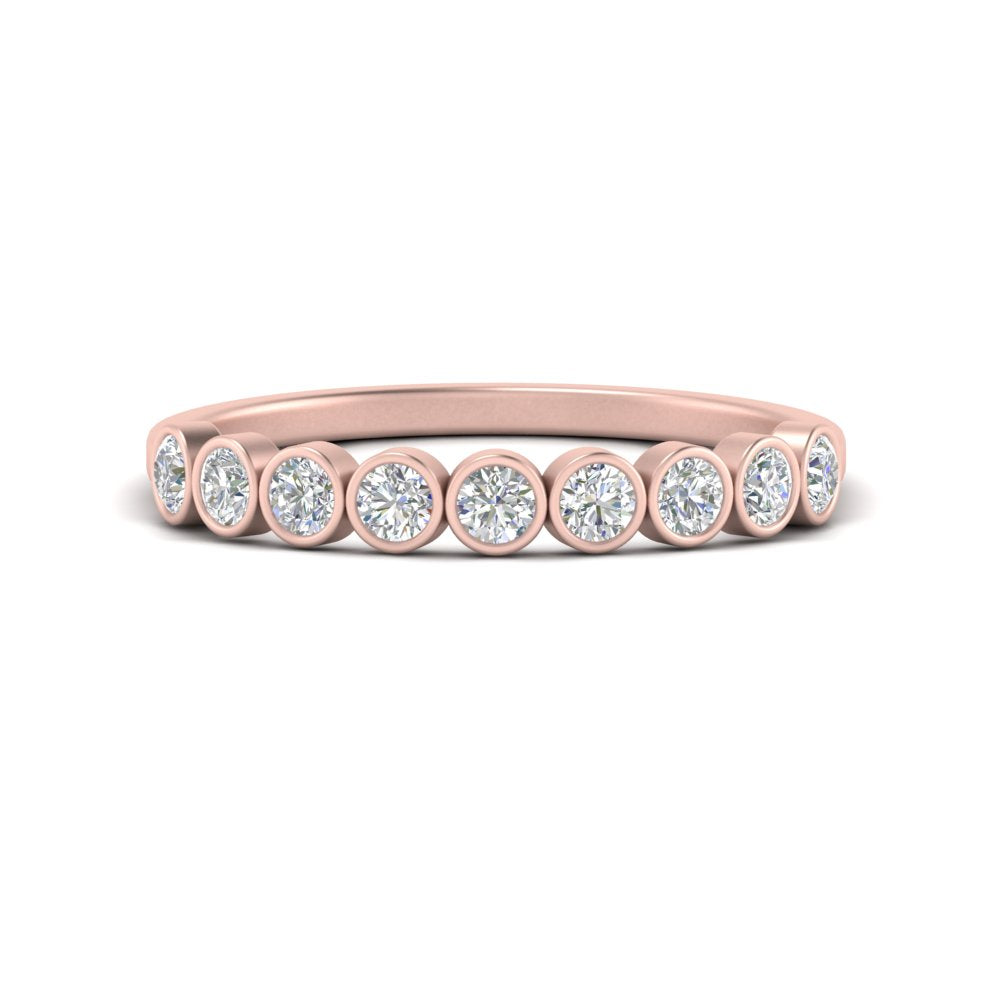 9 Stone Lab Diamond Bezel Set Anniversary Ring For Women In 14K Rose Gold | Cuts & Carat