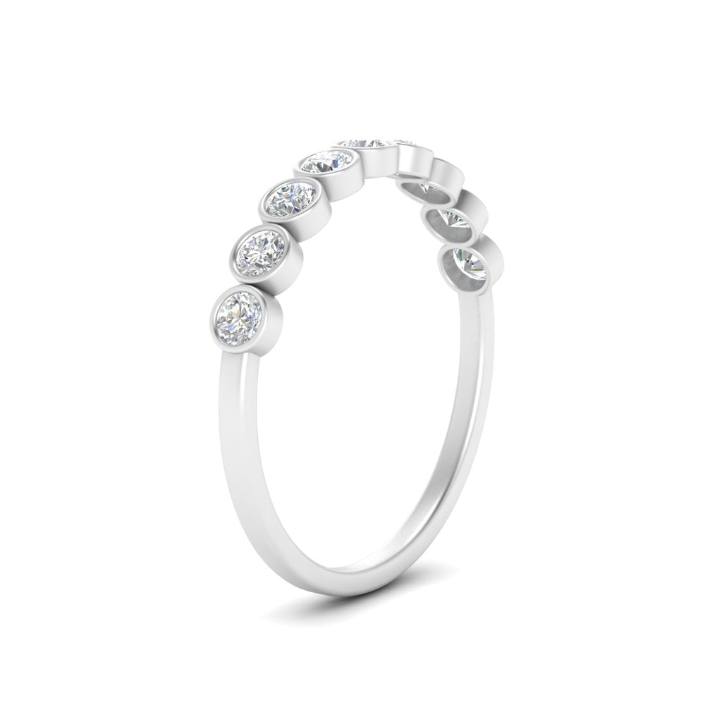 9 Stone Lab Diamond Bezel Set Anniversary Ring For Women In 14K White Gold | Cuts & Carat