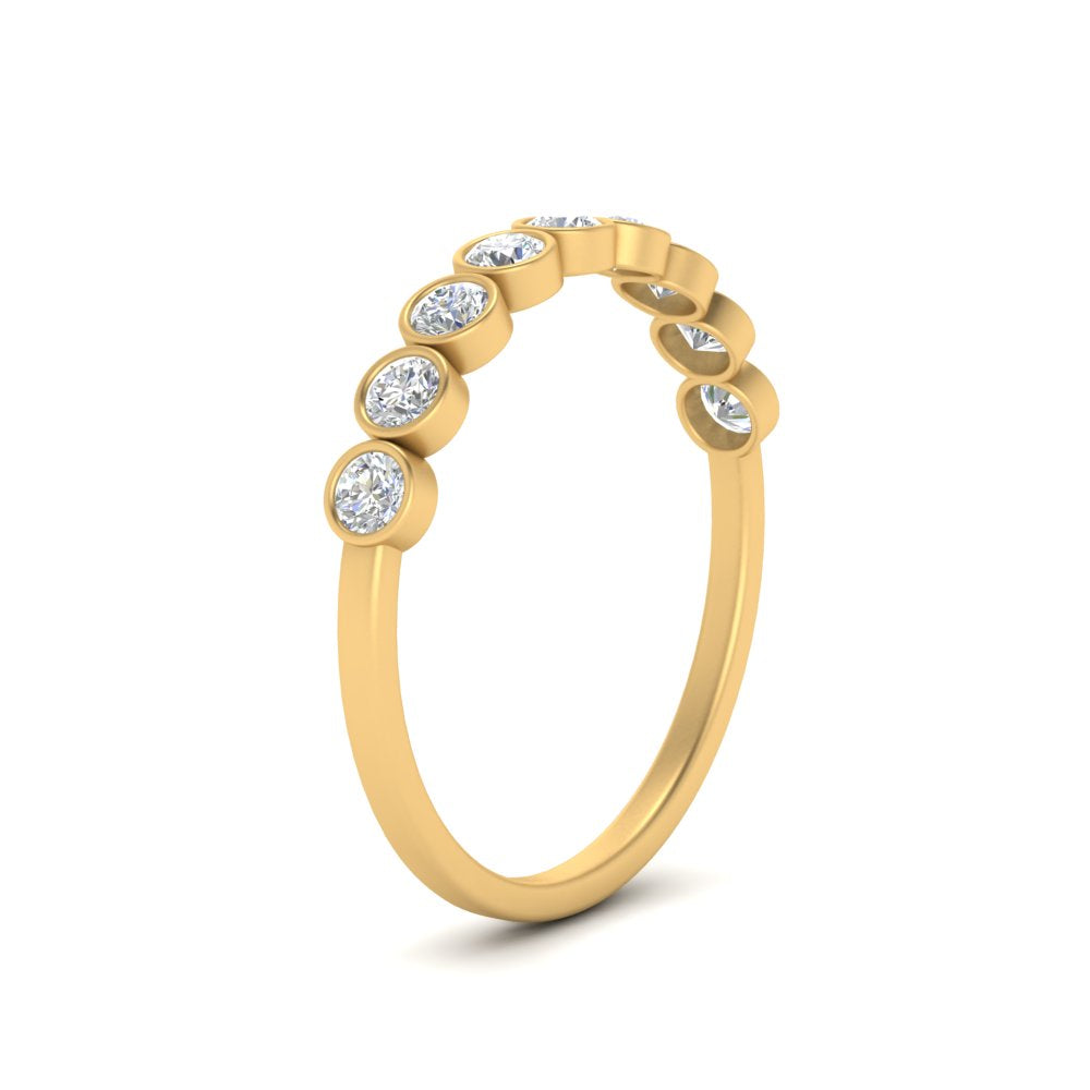 9 Stone Lab Diamond Bezel Set Anniversary Ring For Women In 14K Yellow Gold | Cuts & Carat