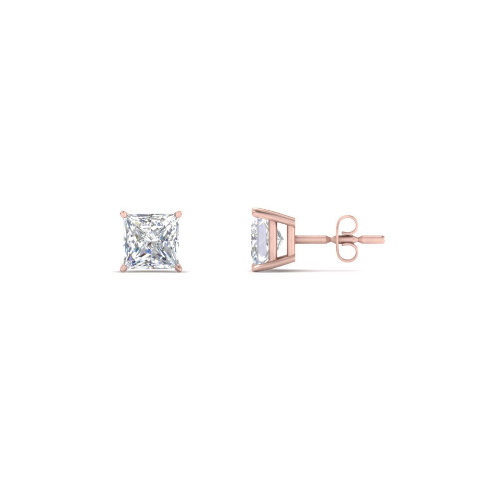 0.50 To 5 Carat Princess Cut Lab Created Diamond Stud Earring For Women 14K Gold