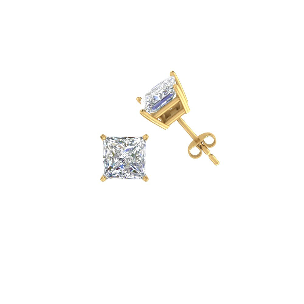 0.50 To 5 Carat Princess Cut Lab Created Diamond Stud Earring For Women 14K Gold