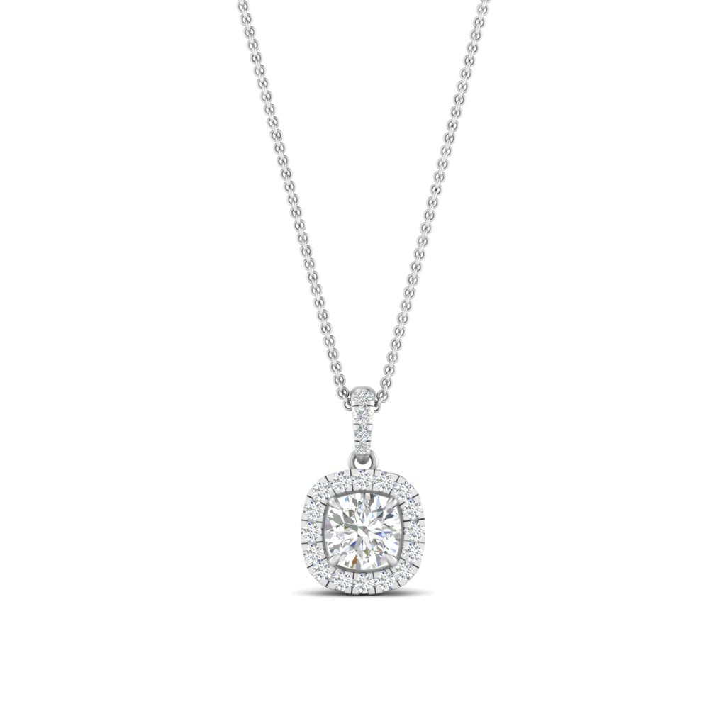 0.70 Ctw Round Cut Lab Diamond Halo Pendant For Women 14K Gold