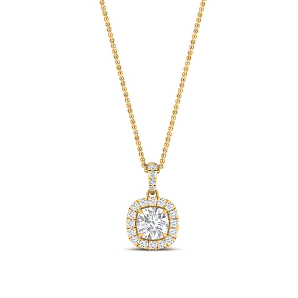 0.75 Ctw Lab Grown Diamond Round Cut Halo Pendant For Women 14K Gold