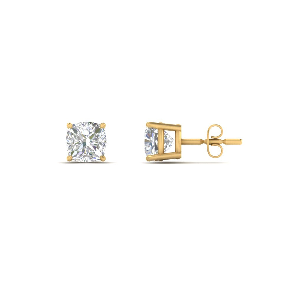 0.50 To 5 Carat Cushion Cut Lab Created Diamond Stud Earring 14K Gold