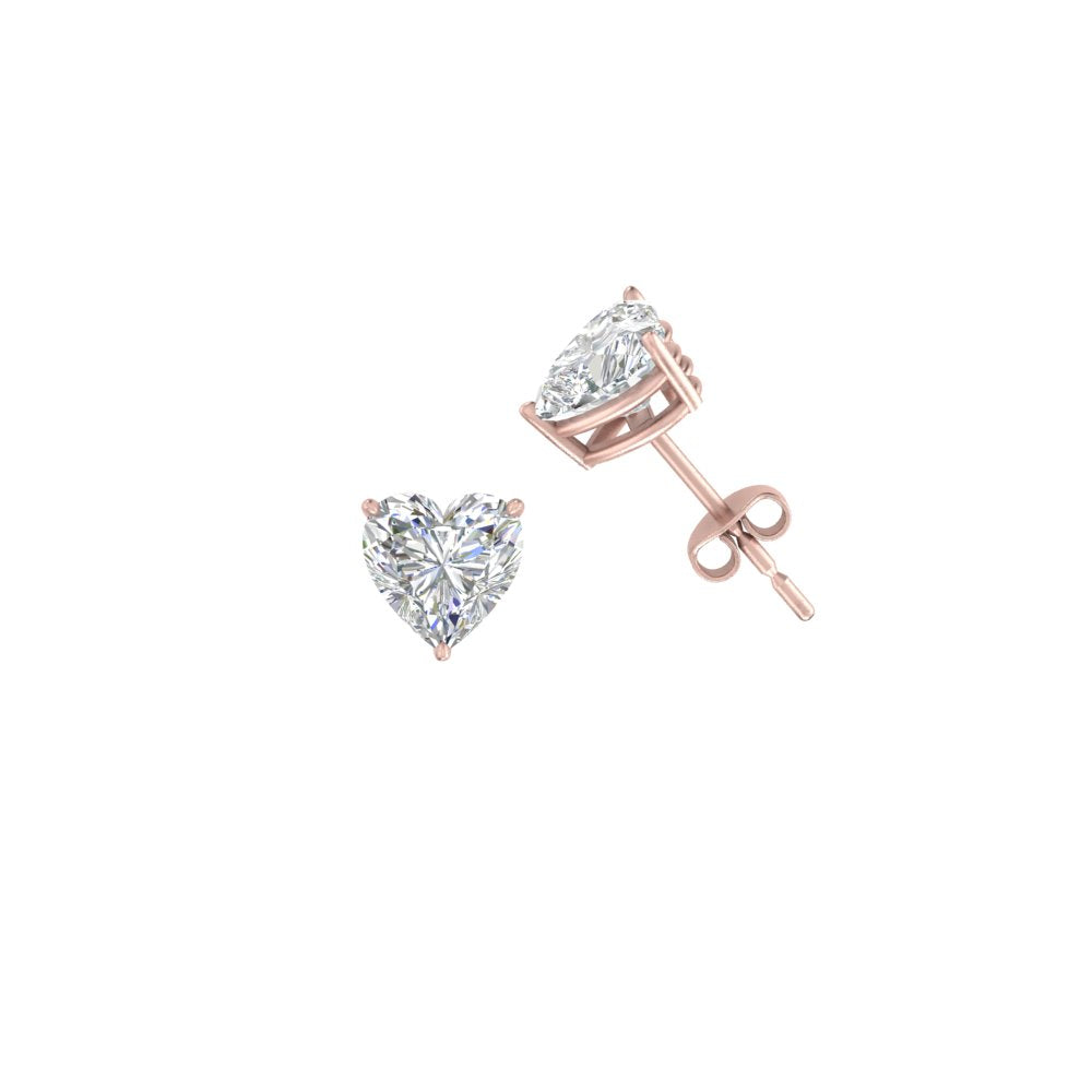 1/2 To 4 Carat Heart Shaped Lab Created Diamond Stud Earring 14K Gold