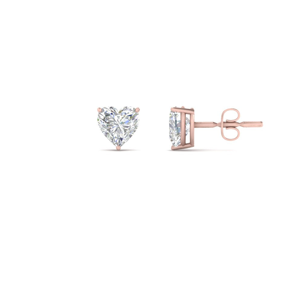 1/2 To 4 Carat Heart Shaped Lab Created Diamond Stud Earring 14K Gold