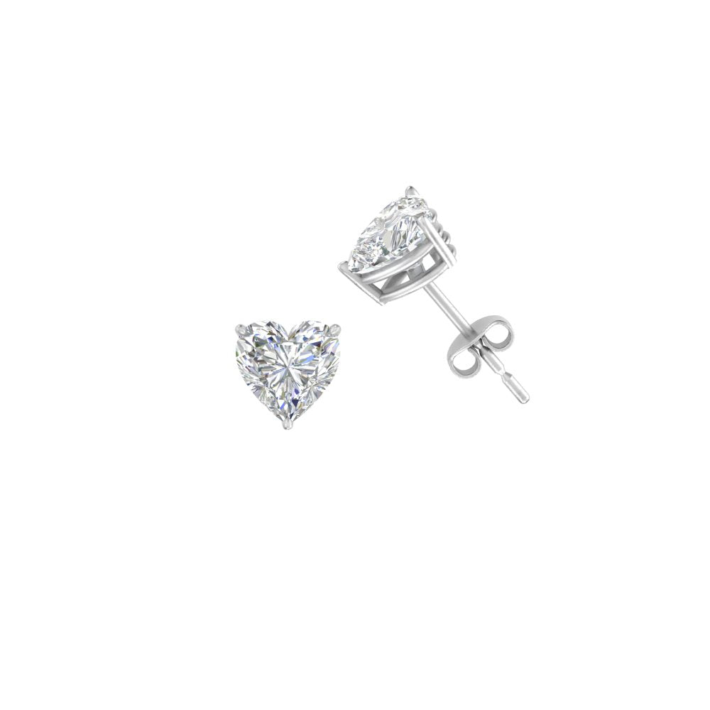 1/2-4 Carat Heart Shaped Lab Created Diamond Stud Earring 14K Gold