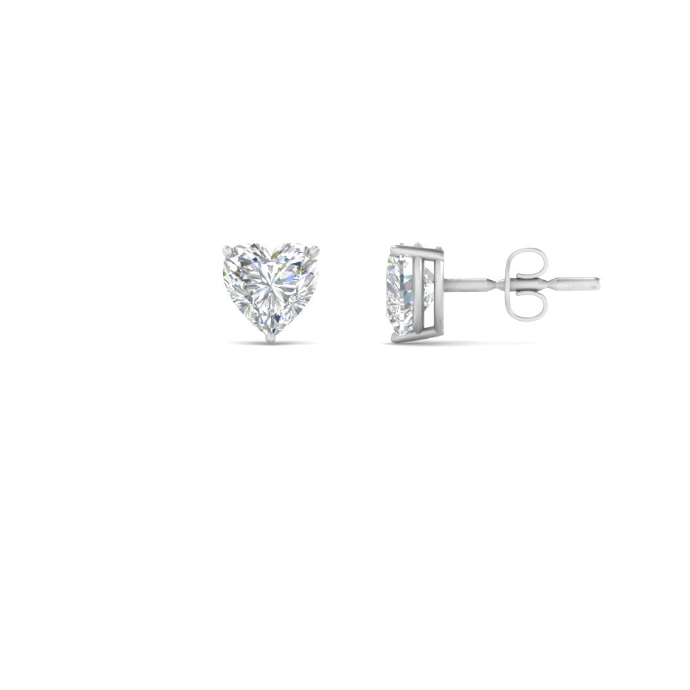 1/2-4 Carat Heart Shaped Lab Created Diamond Stud Earring 14K Gold