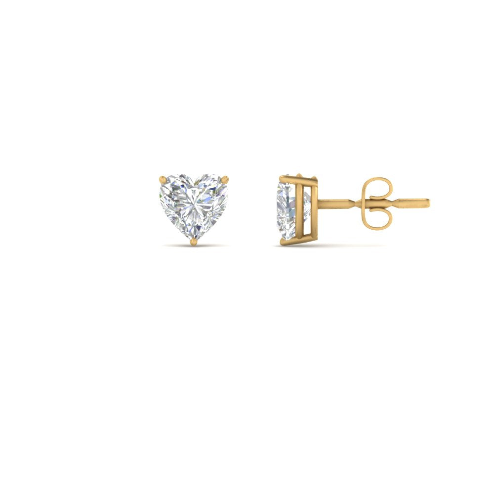 1/2-4 Carat Heart Shaped Lab Created Diamond Stud Earring 14K Gold