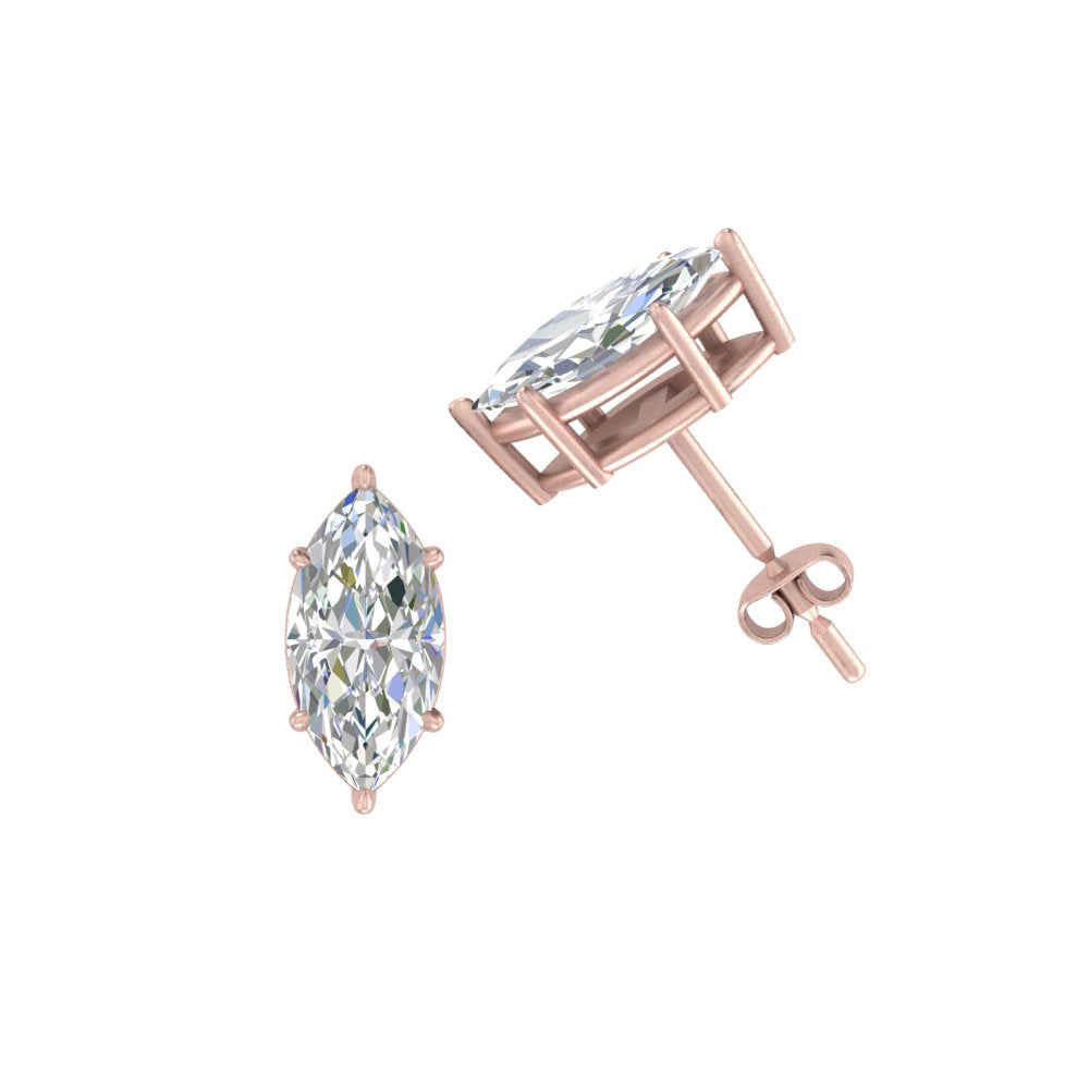 0.50 To 5 Carat Marquise Cut Lab Created Diamond Stud Earring 14K Gold