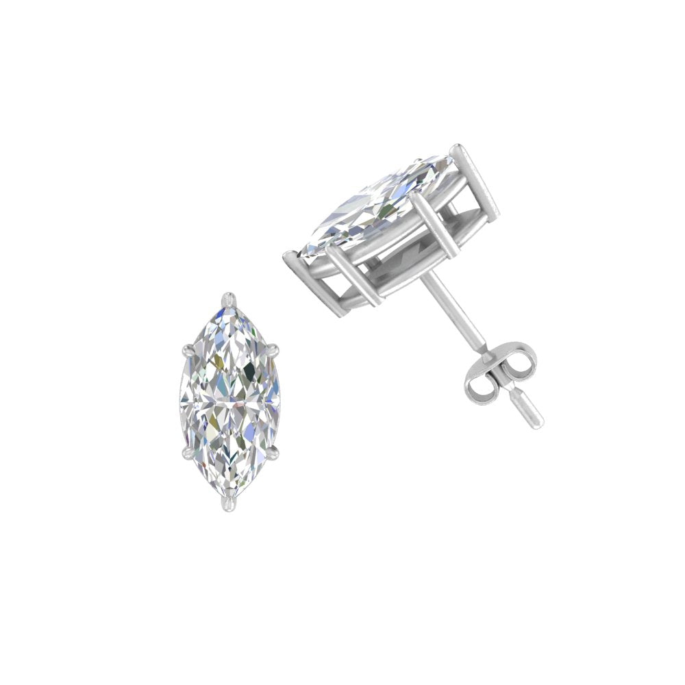 0.50 To 5 Carat Marquise Cut Lab Created Diamond Stud Earring 14K Gold