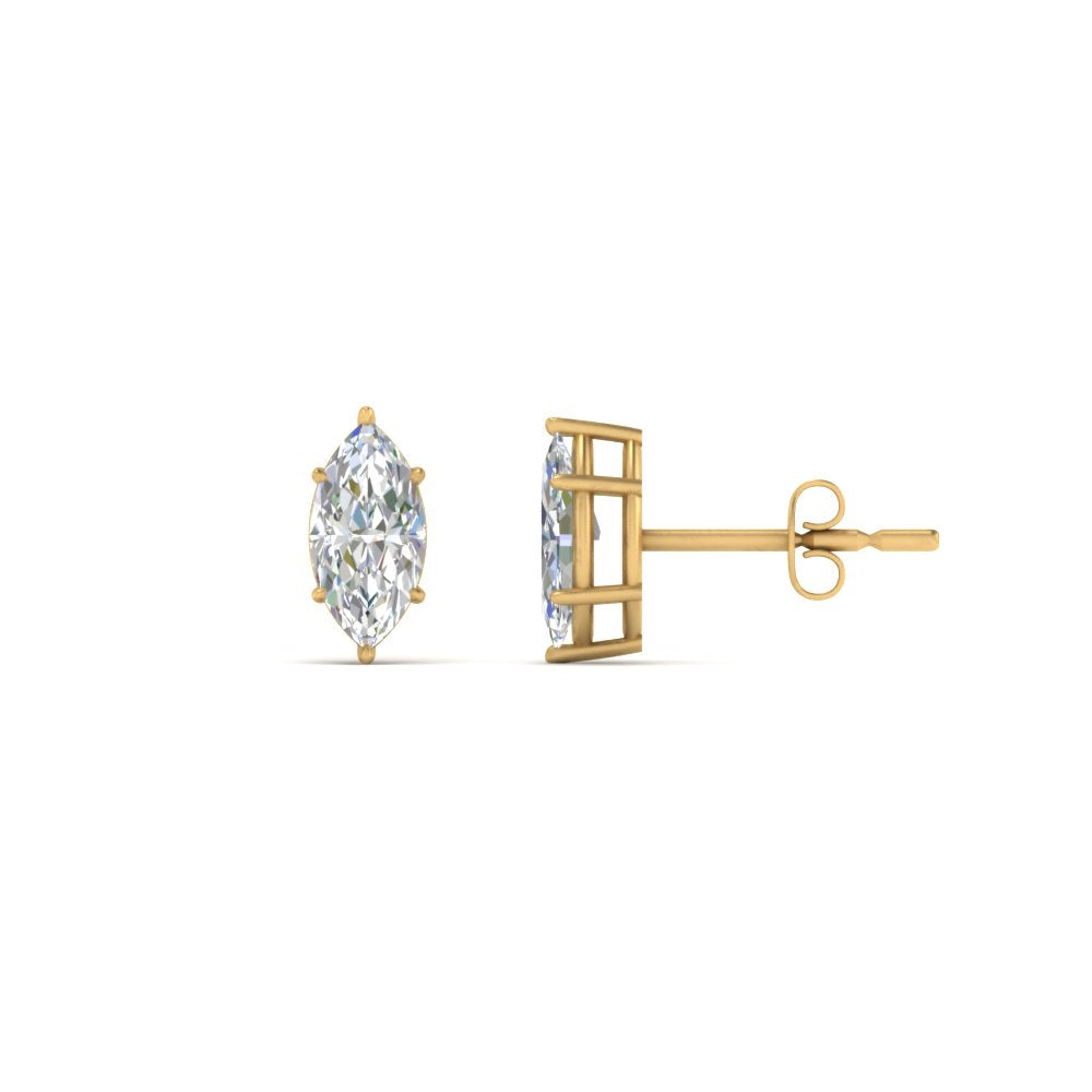 0.50 To 5 Carat Marquise Cut Lab Created Diamond Stud Earring 14K Gold