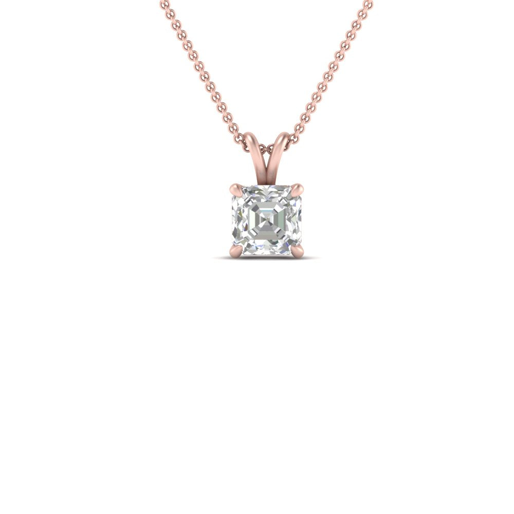 0.25 Ctw To 1 Ctw Asscher Lab Diamond Solitaire Pendant For Women 14K Gold