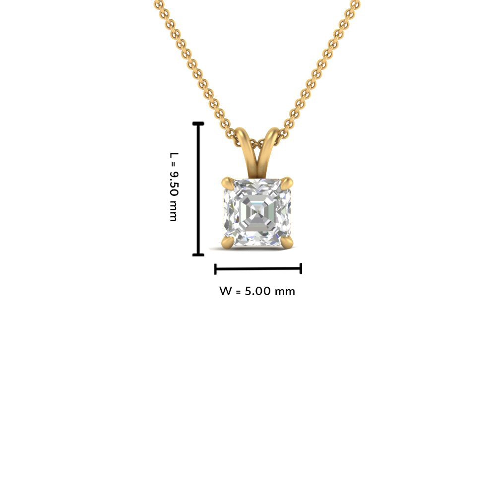 0.25 Ctw To 1 Ctw Asscher Lab Diamond Solitaire Pendant For Women 14K Gold