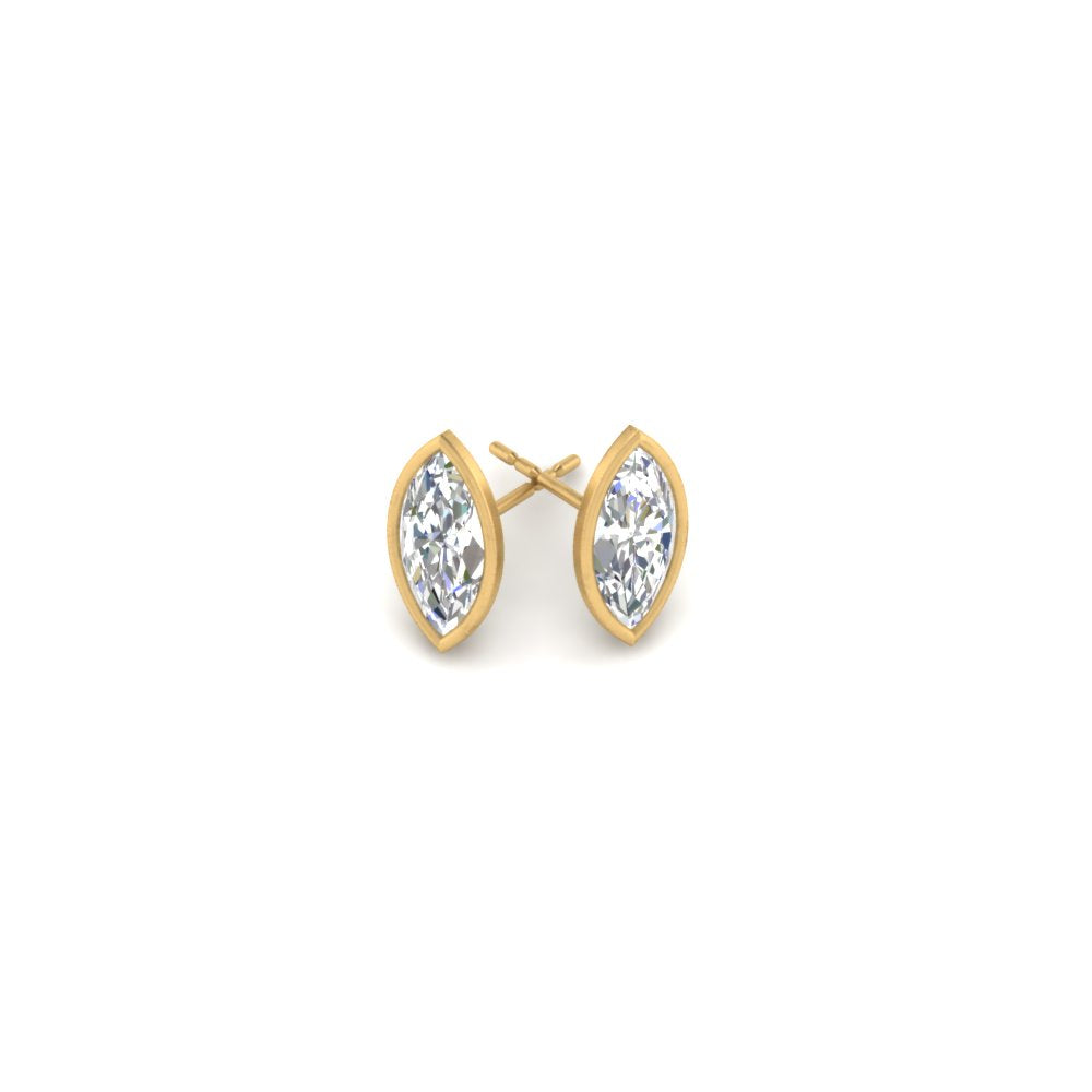 0.50 To 5 Carat Lab Diamond Marquise Stud Bezel Set Earring For Women 14K Gold