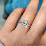 Load image into Gallery viewer, Thin Gold Band Lab Diamond Halo Engagement Ring 14K Gold
