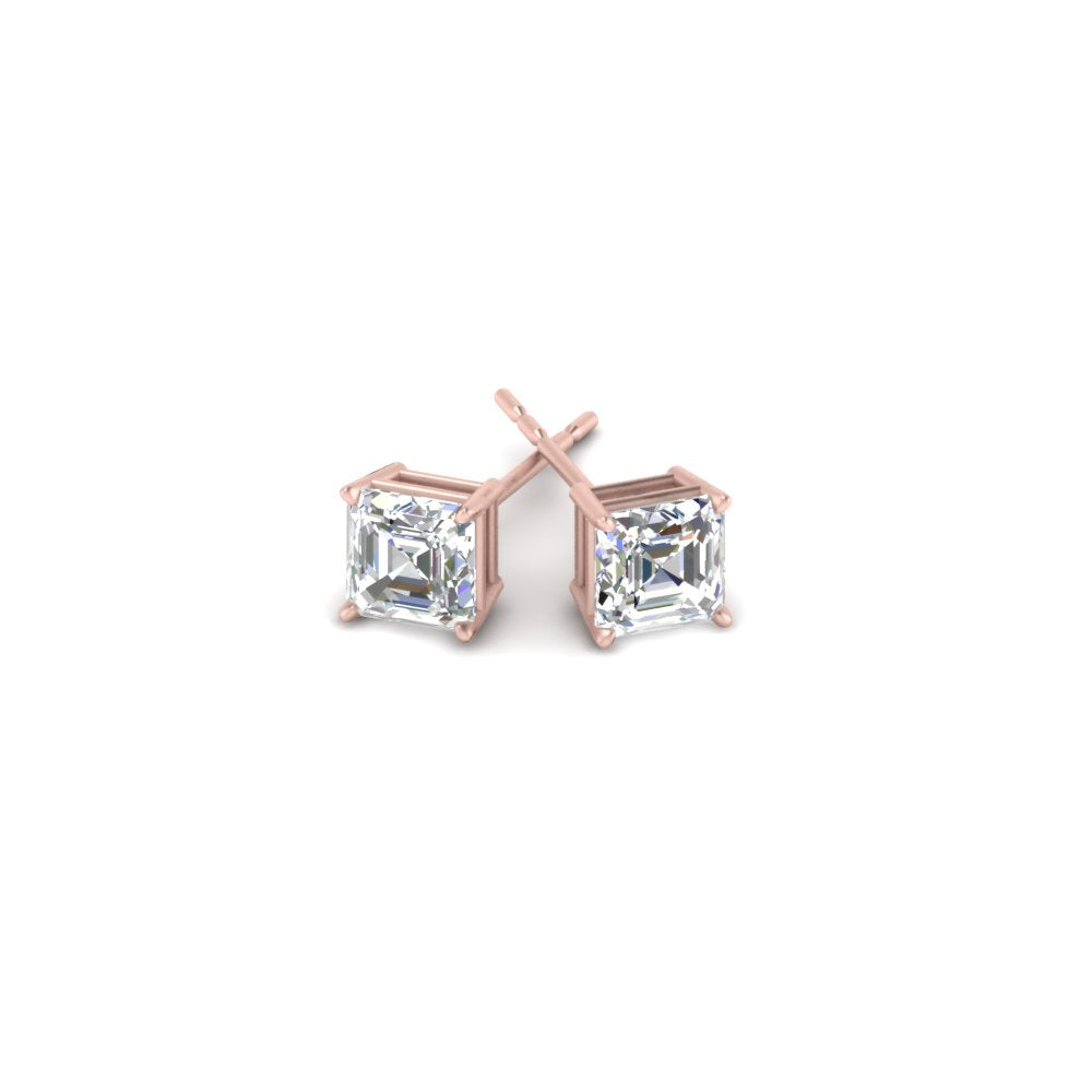 1/2-5 Carat Asscher Cut Lab Created Diamond Stud Earring 14K Gold