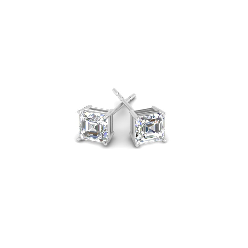 1/2-5 Carat Asscher Cut Lab Created Diamond Stud Earring 14K Gold