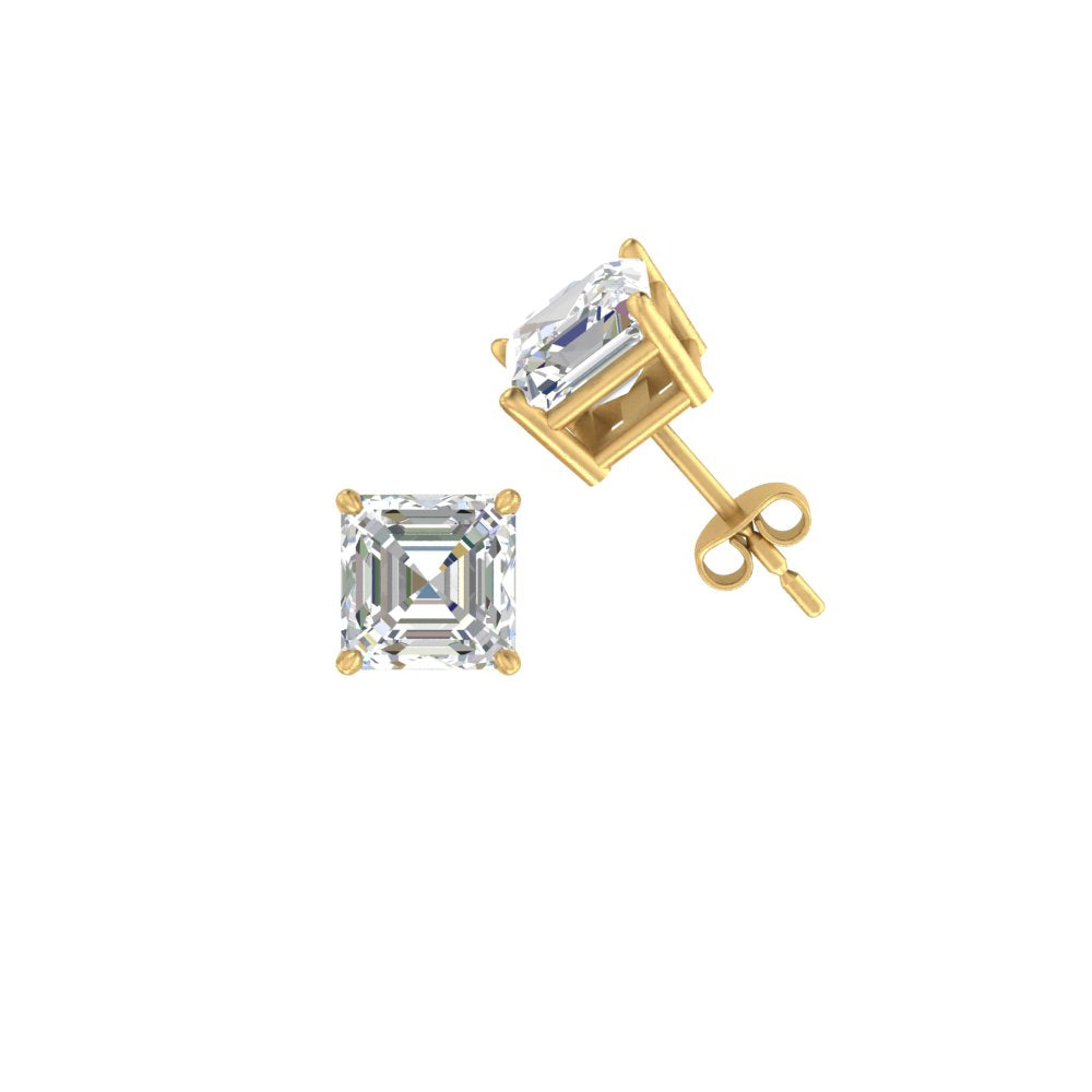 1/2-5 Carat Asscher Cut Lab Created Diamond Stud Earring 14K Gold