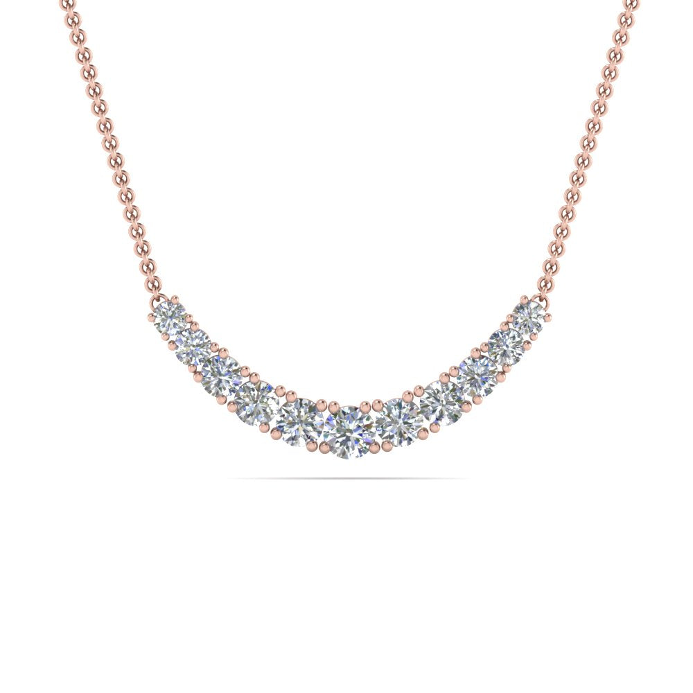 1 Ctw Lab Diamond Graduated Smile Necklace For Women 14K Gold