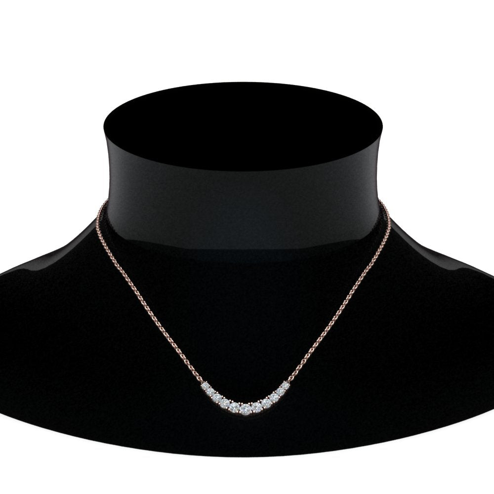 1 Ctw Lab Diamond Graduated Smile Necklace For Women 14K Gold