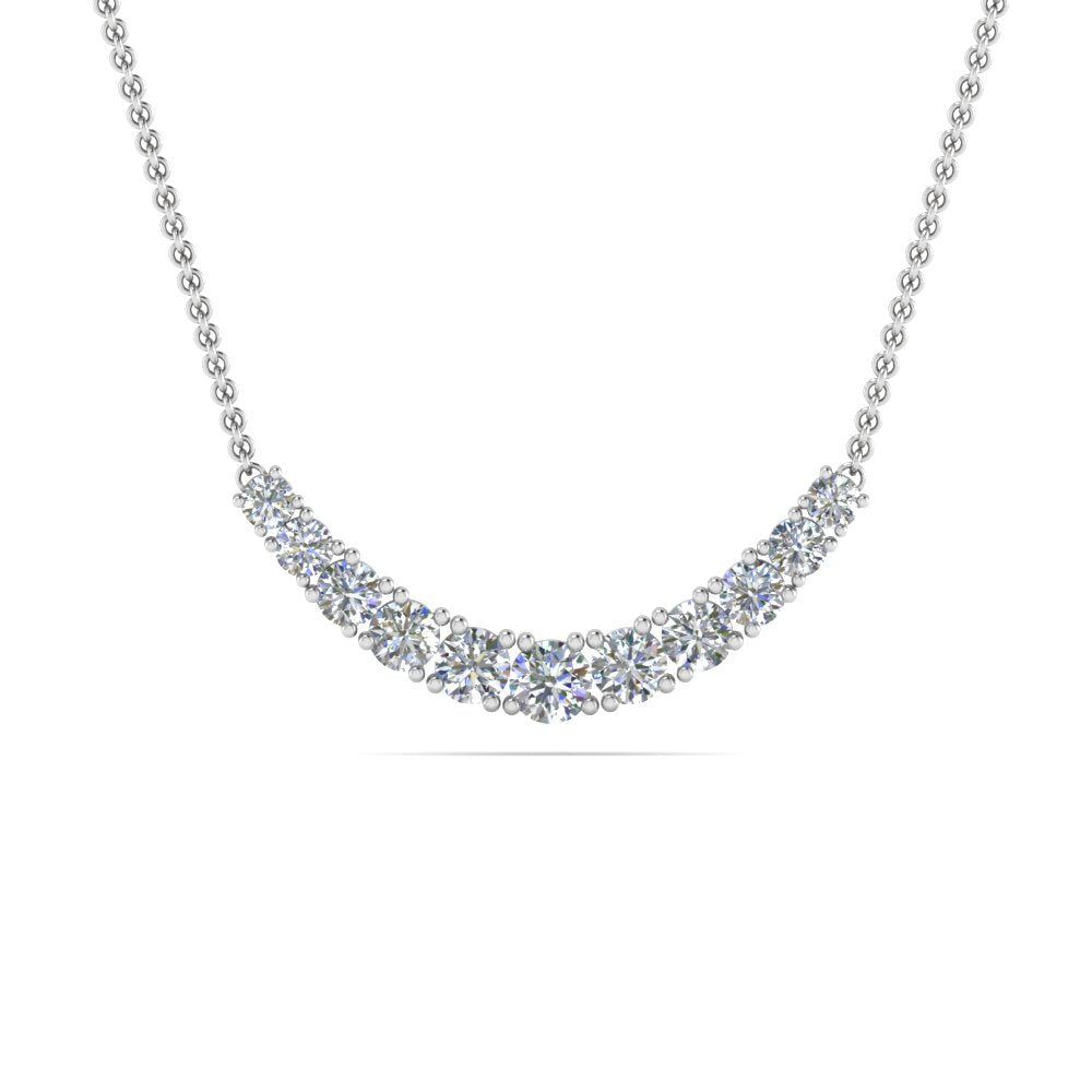 1 Ctw Lab Diamond Graduated Smile Necklace For Women 14K Gold