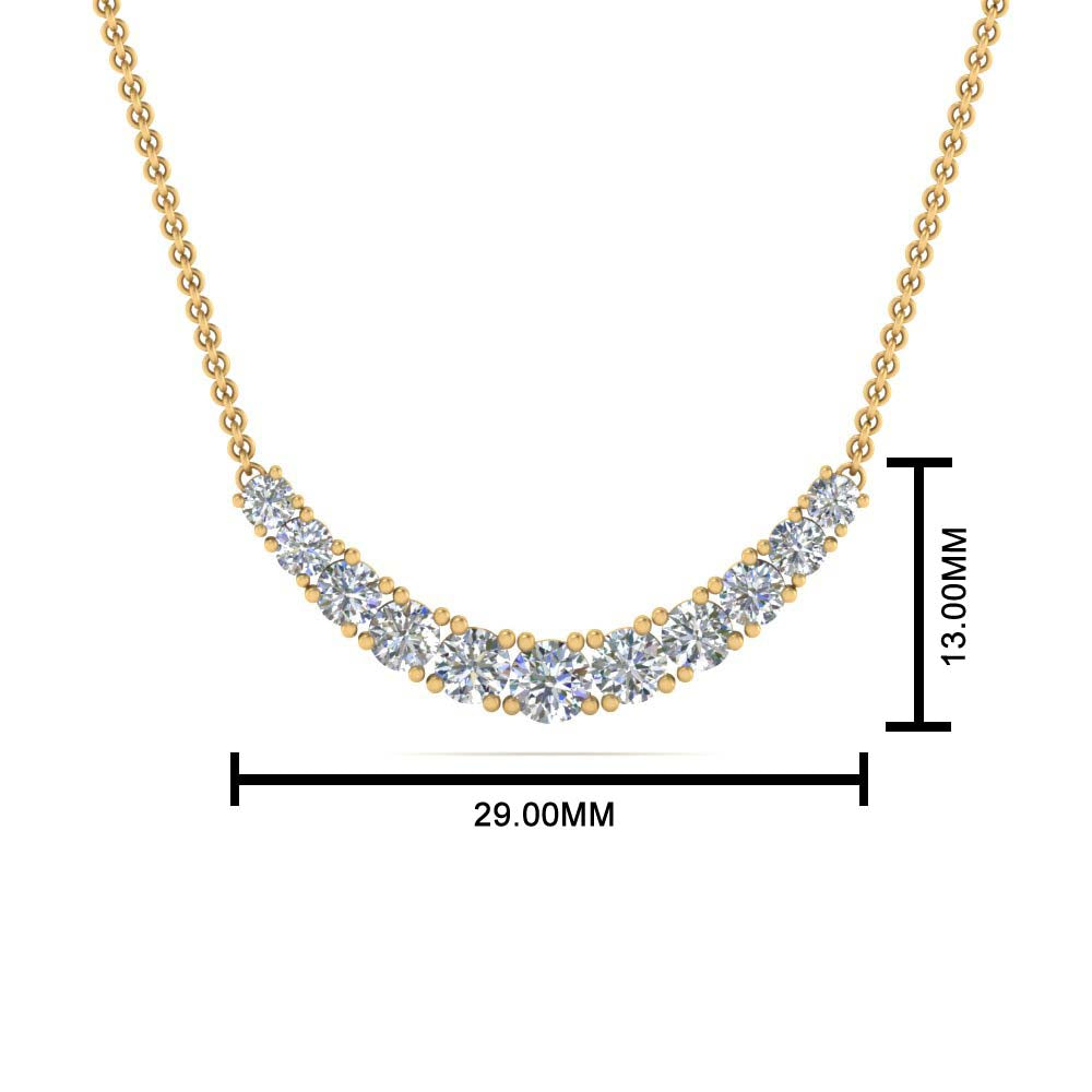 1 Ctw Lab Diamond Graduated Smile Necklace For Women 14K Gold