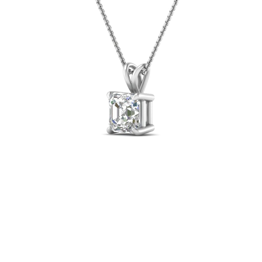 0.25 Ctw To 1 Ctw Asscher Lab Diamond Solitaire Pendant For Women 14K Gold