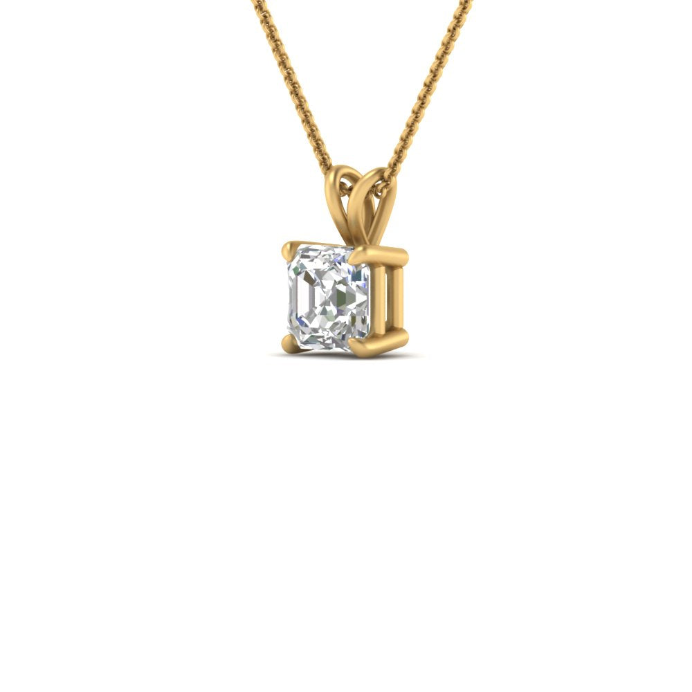 0.25 Ctw To 1 Ctw Asscher Lab Diamond Solitaire Pendant For Women 14K Gold