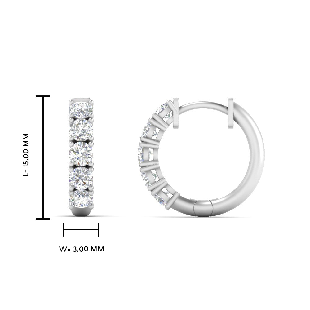 1 Carat Round Cut Lab Diamond 5 Stone Huggie Earrings 14K Gold