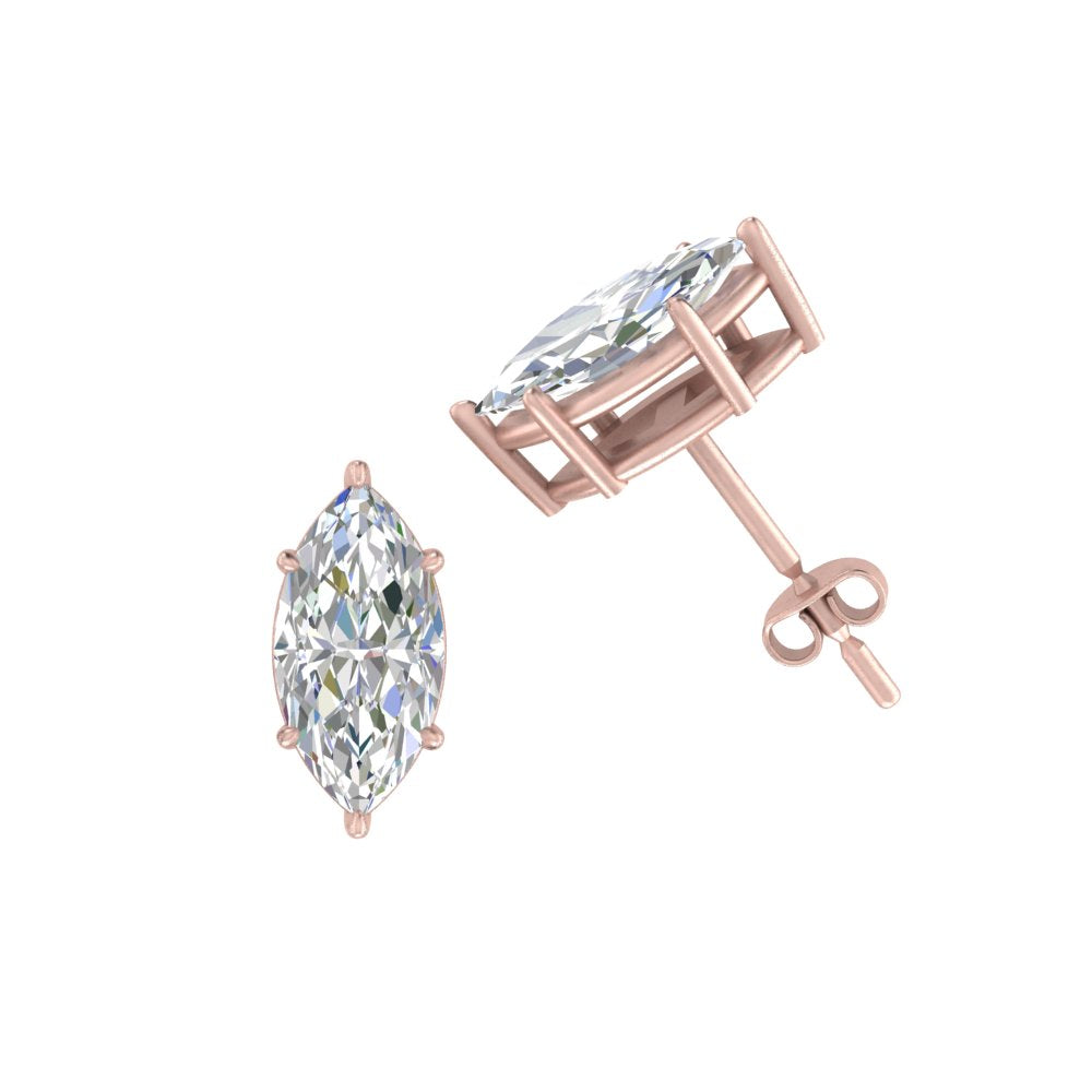 0.50 To 5 Carat Marquise Lab Created Diamond Stud Earring 14K Gold