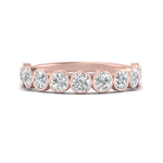 Load image into Gallery viewer, 9 Stone Lab Diamond Bezel Set Anniversary Ring For Women In 14K Rose Gold | Cuts &amp; Carat
