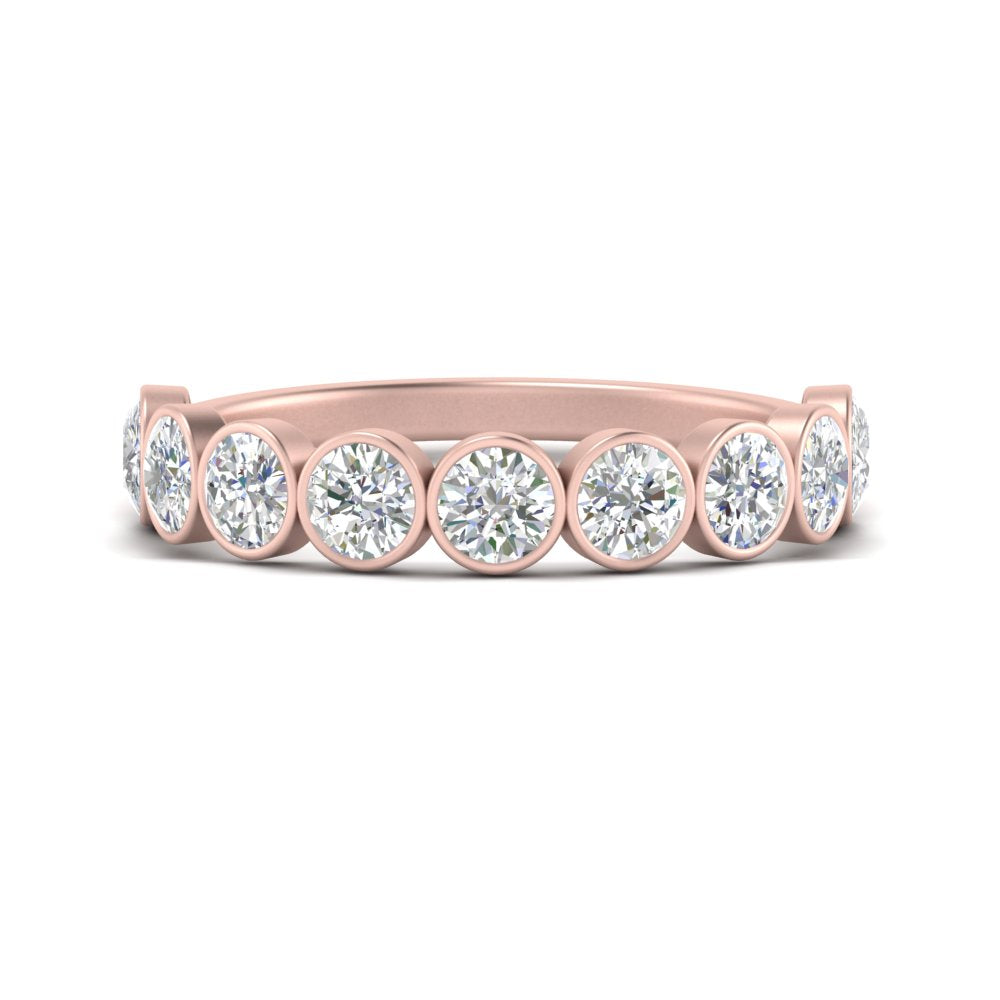 9 Stone Lab Diamond Bezel Set Anniversary Ring For Women In 14K Rose Gold | Cuts & Carat