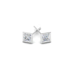 Load image into Gallery viewer, 0.50 To 5 Carat Lab Diamond Square Stud Bezel Set Earring For Women 14K Gold
