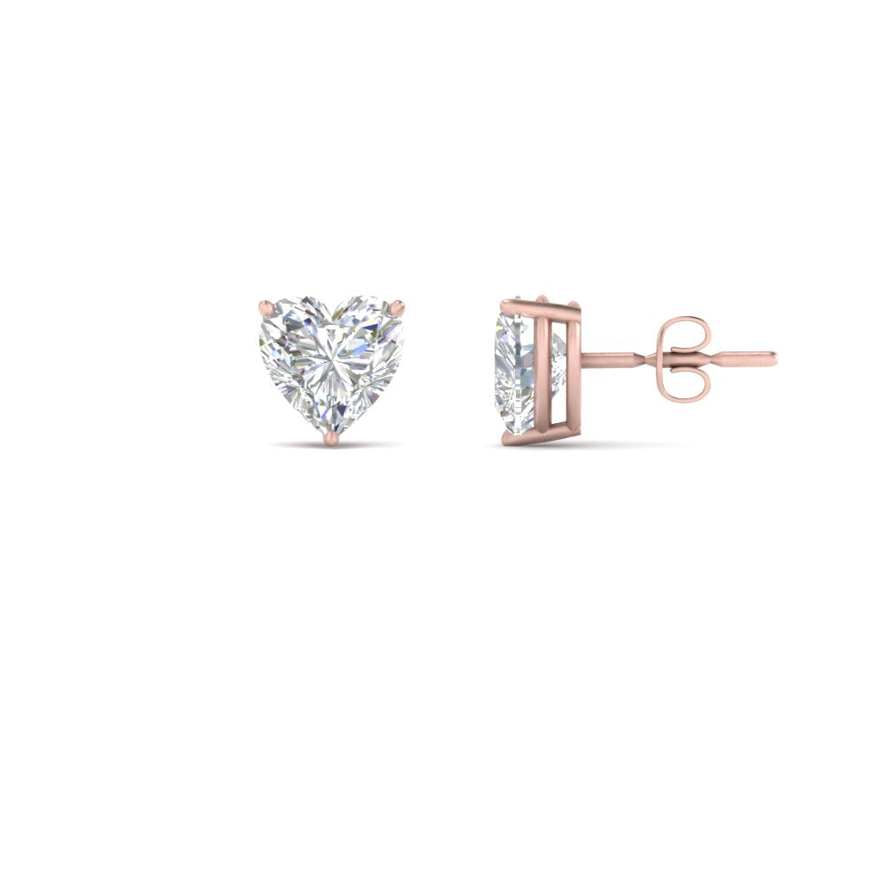 1/2 To 4 Carat Heart Shaped Lab Created Diamond Stud Earring 14K Gold