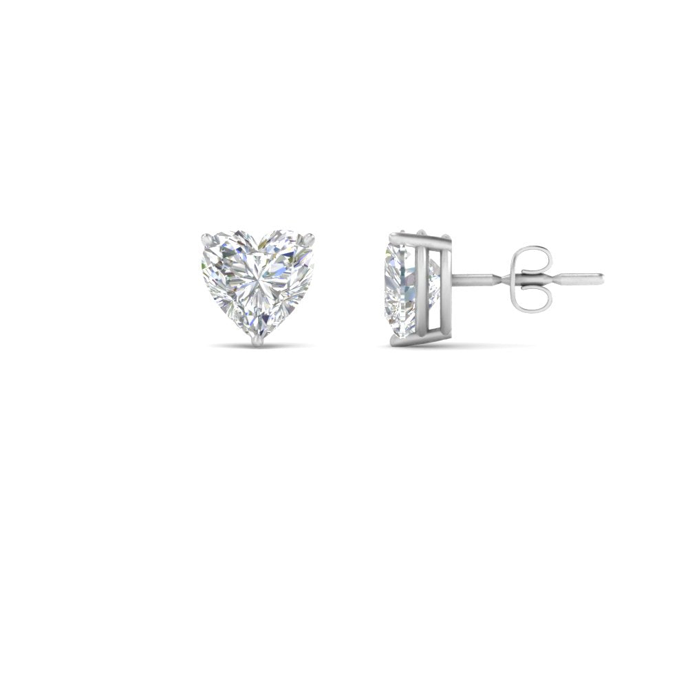 1/2 To 4 Carat Heart Shaped Lab Created Diamond Stud Earring 14K Gold