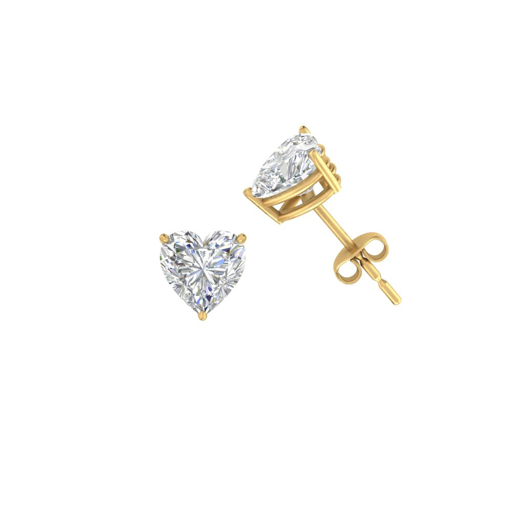 1/2 To 4 Carat Heart Shaped Lab Created Diamond Stud Earring 14K Gold