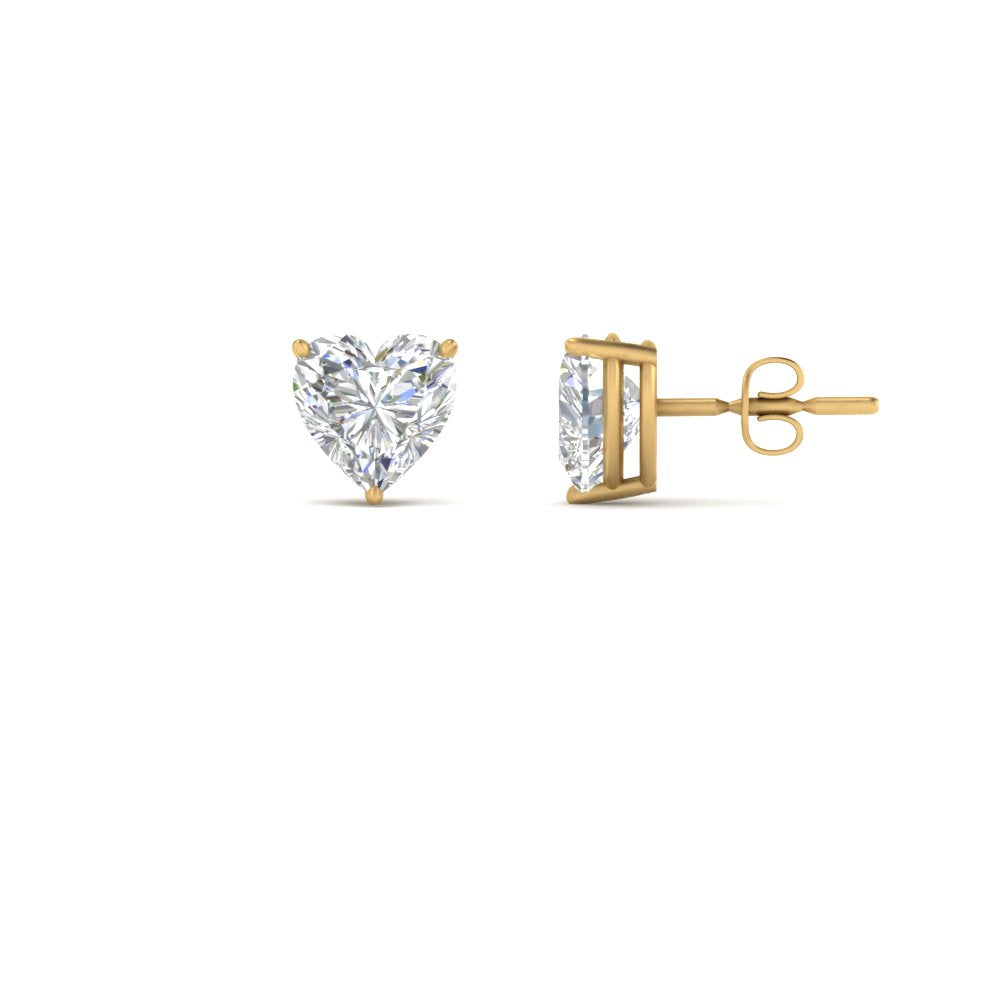 1/2 To 4 Carat Heart Shaped Lab Created Diamond Stud Earring 14K Gold