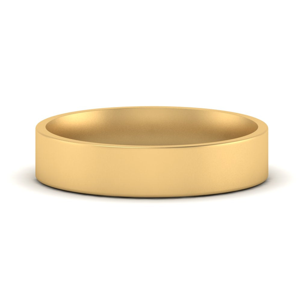 Comfort Fit Light Weight Flat Stacking Mens Band In 14K Yellow Gold | Cuts & Carat