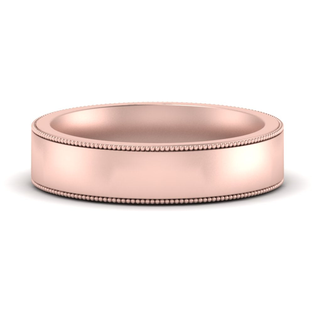 12 MM Flat Stack Stepped Edge Comfort Fit Mens Wedding Band 14K Rose Gold | Cuts & Carat