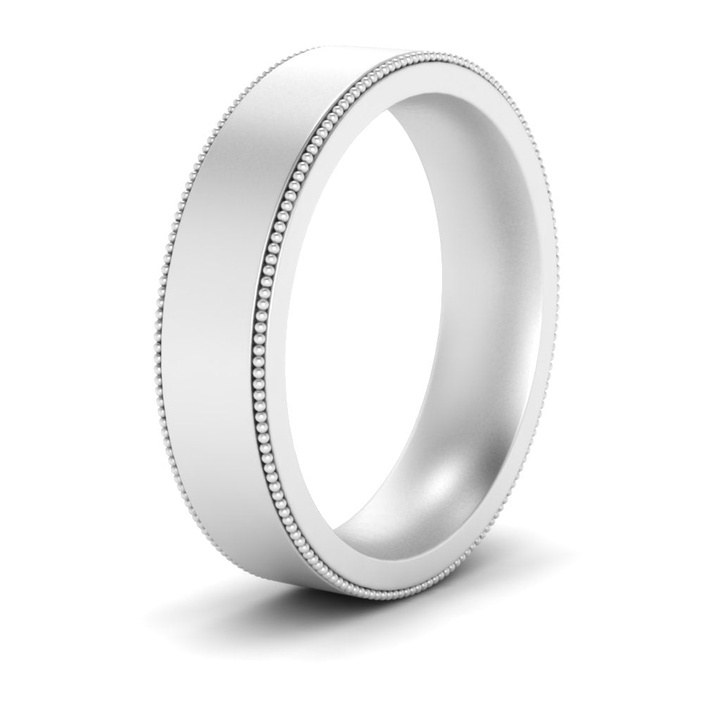 12 MM Flat Stack Stepped Edge Comfort Fit Mens Wedding Band 14K White Gold | Cuts & Carat