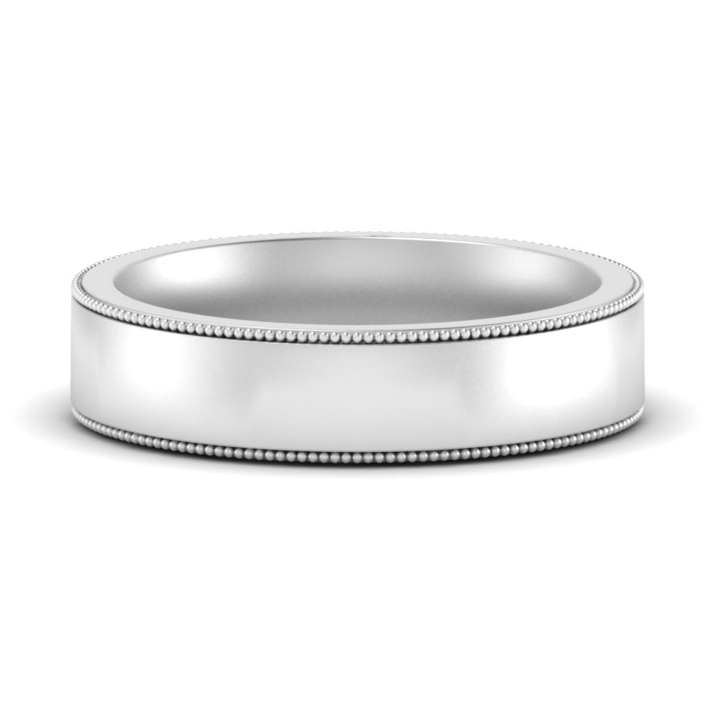 12 MM Flat Stack Stepped Edge Comfort Fit Mens Wedding Band 14K White Gold | Cuts & Carat