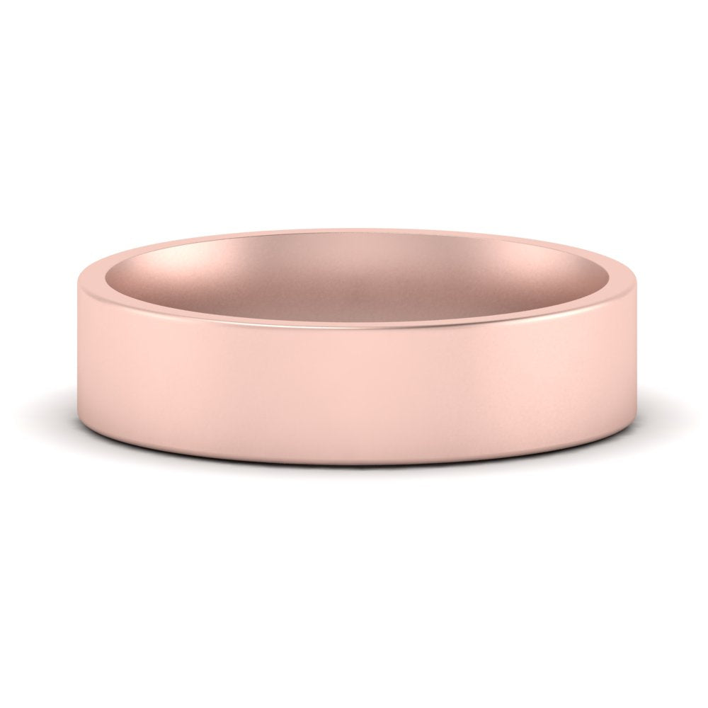 Comfort Fit Light Weight Flat Stacking Mens Band In 4K Rose Gold | Cuts & Carat